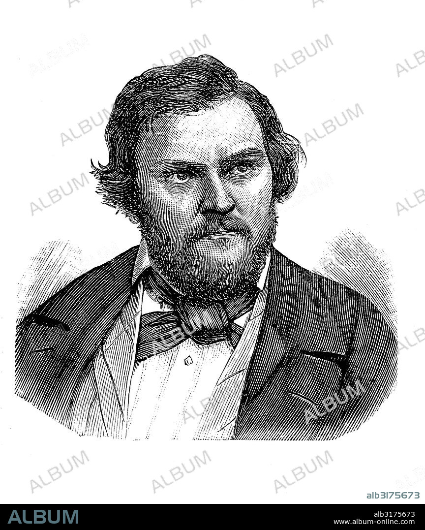Karl august traugott vogt, also known as carl vogt, 1808 - 1869, a german theologian and professor of the university of greifswald, wood engraving, about 1880.