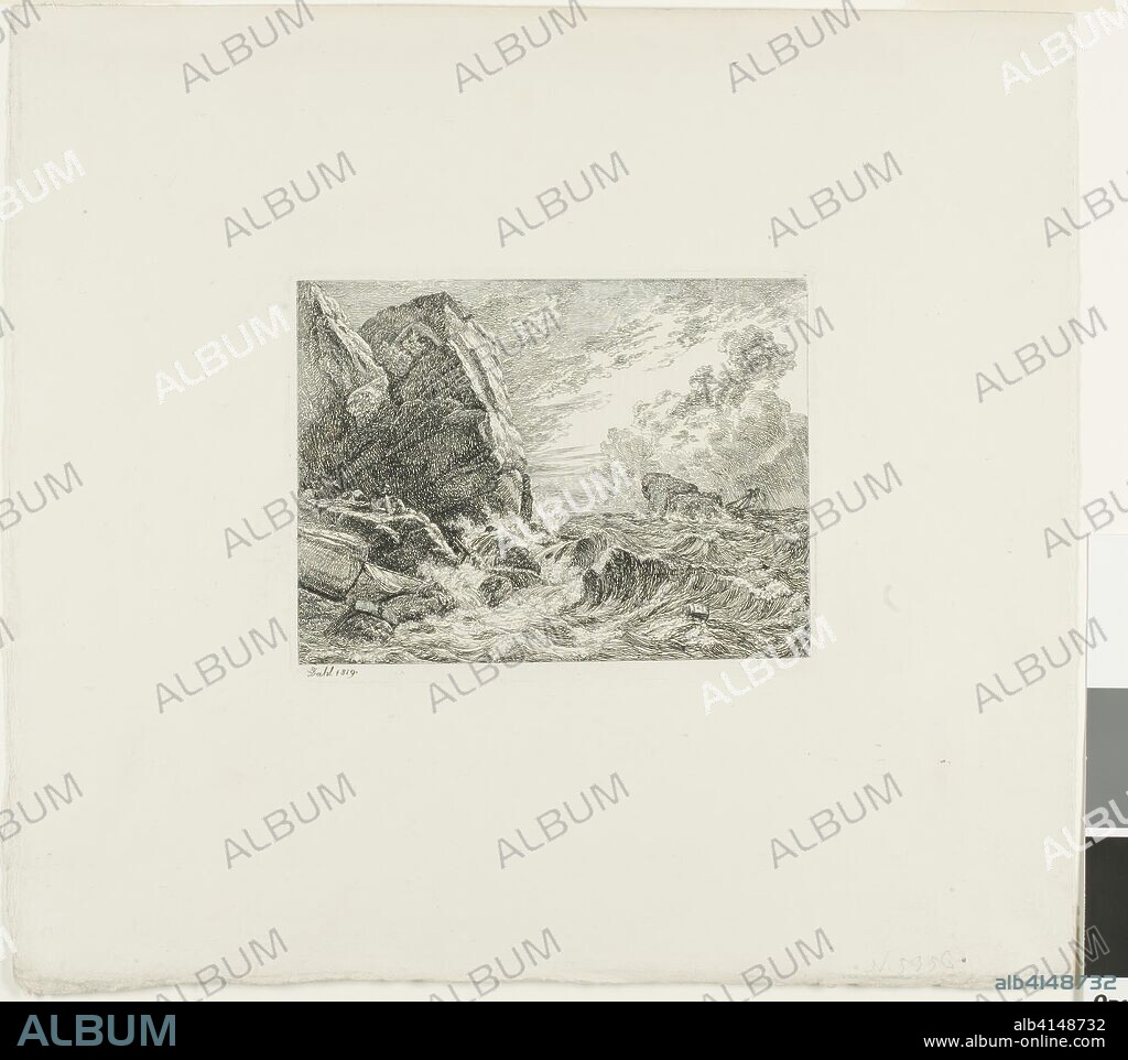 Norwegian Seacoast During a Storm. Johan Christian Clausen Dahl; Norwegian, 1788-1857. Date: 1819. Dimensions: 245 x 195 mm (plate); 277 x 378 mm (sheet). Etching on off-white wove paper. Origin: Norway.