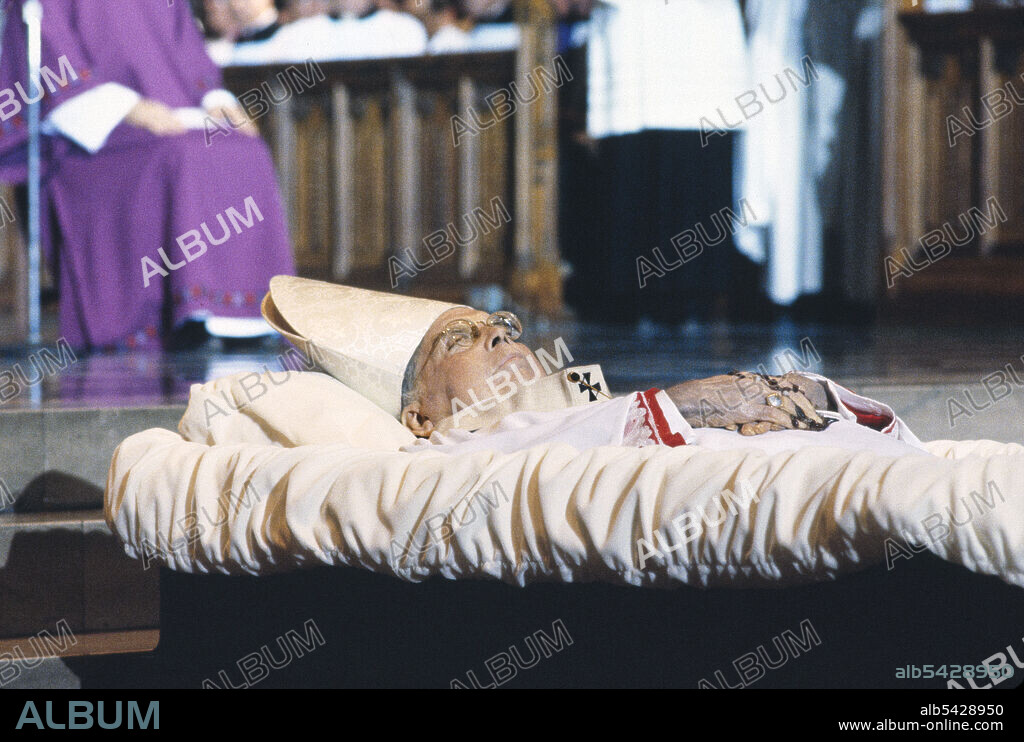 Cardinal Terence Cooke, Archbishop of New York, lying in Repose during his Funeral, St. Patrick's Cathedral, New York City, New York, USA, Bernard Gotfryd, October 1983.