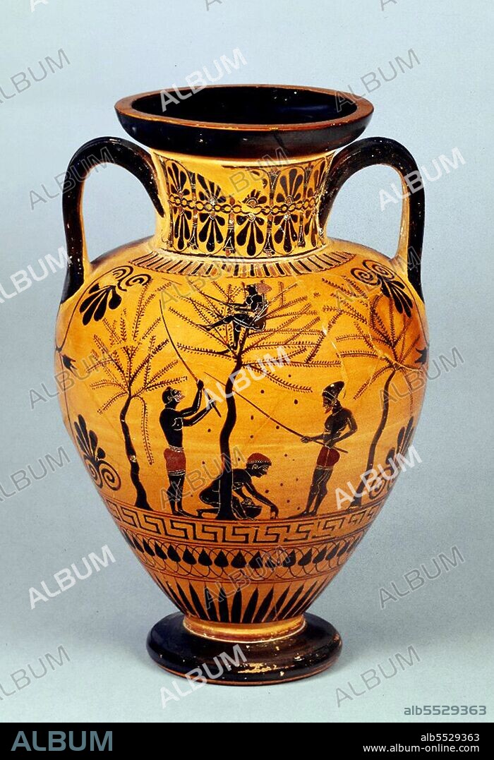 An amphora (English plural: amphorae or amphoras) is a type of container of a characteristic shape and size, descending from at least as early as the Neolithic Period. Amphorae were used in vast numbers for the transport and storage of various products, both liquid and dry, but mostly for wine. It is most often ceramic, but examples in metals and other materials have been found. Stoppers of perishable materials, which have rarely survived, were used to seal the contents. Two principal types of amphorae existed: the neck amphora, in which the neck and body meet at a sharp angle; and the one-piece amphora, in which the neck and body form a continuous curve. Neck amphorae were commonly used in the early history of ancient Greece, but were gradually replaced by the one-piece type from around the 7th century BCE.