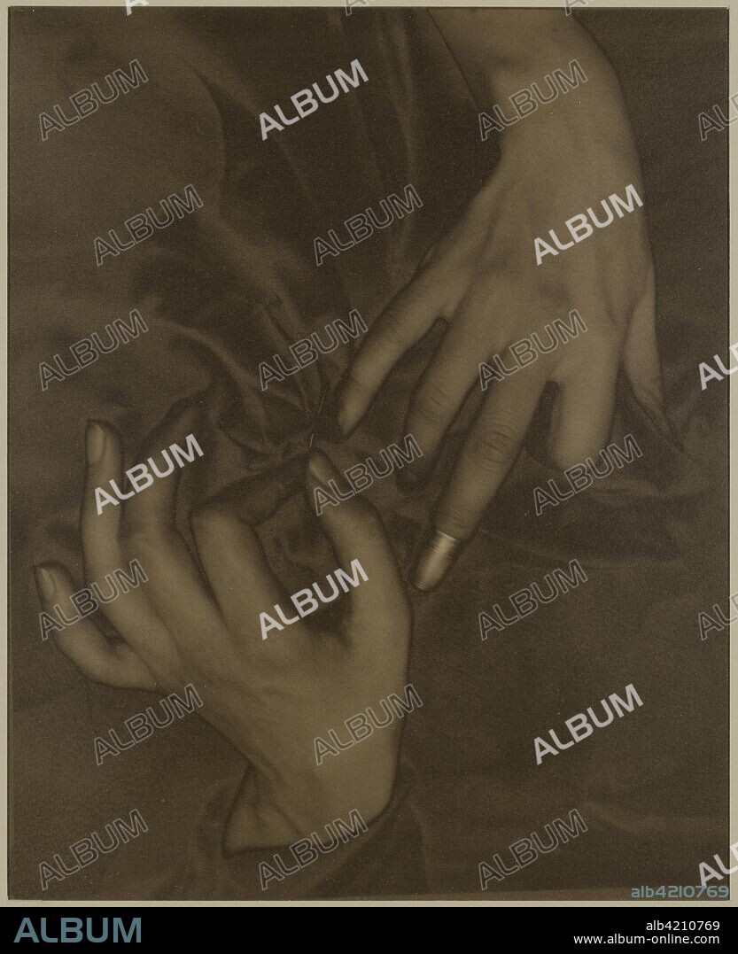 Georgia O'Keeffe--Hands and Thimble. Alfred Stieglitz; American, 1864-1946. Date: 1919. Dimensions: 24.4 × 19.4 cm (image); 25.1 × 20.3 cm (paper). Palladium print. Origin: United States.
