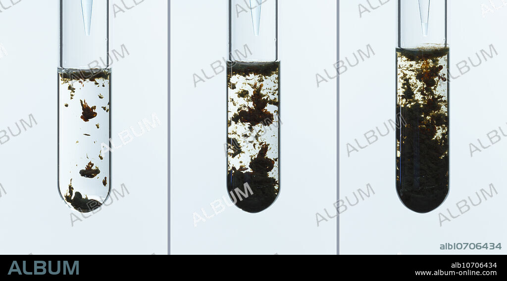 Copper sulphide precipitate. Copper sulphide (CuS) precipitate (dark indigo) formed by adding 0.25 M solution of copper sulphate (CuSO4) drop by drop to 0.25 M solution of sodium sulphide (Na2S). The reaction is Na2S + CuSO4 -> CuS + Na2SO4. This is an example of a double replacement reaction.
