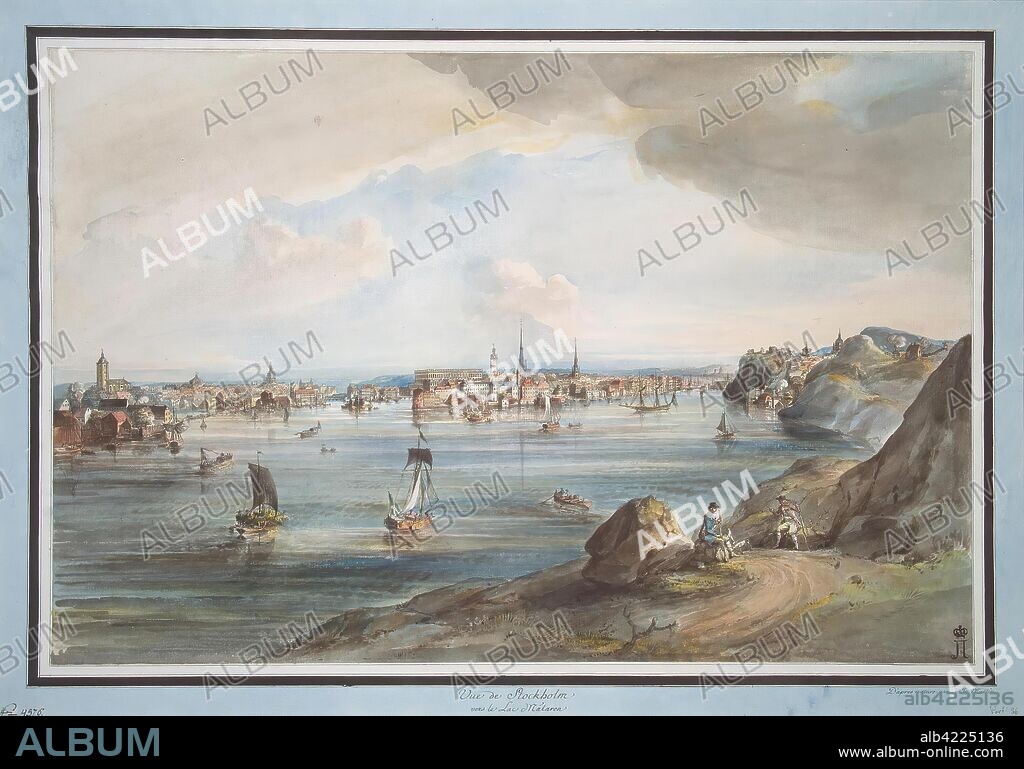JOHANN FREDERIK MARTIN. 'View of Stockholm from Lake Malaren'. Sweden, Circa 1790s (?). Dimensions: 35x53 cm.