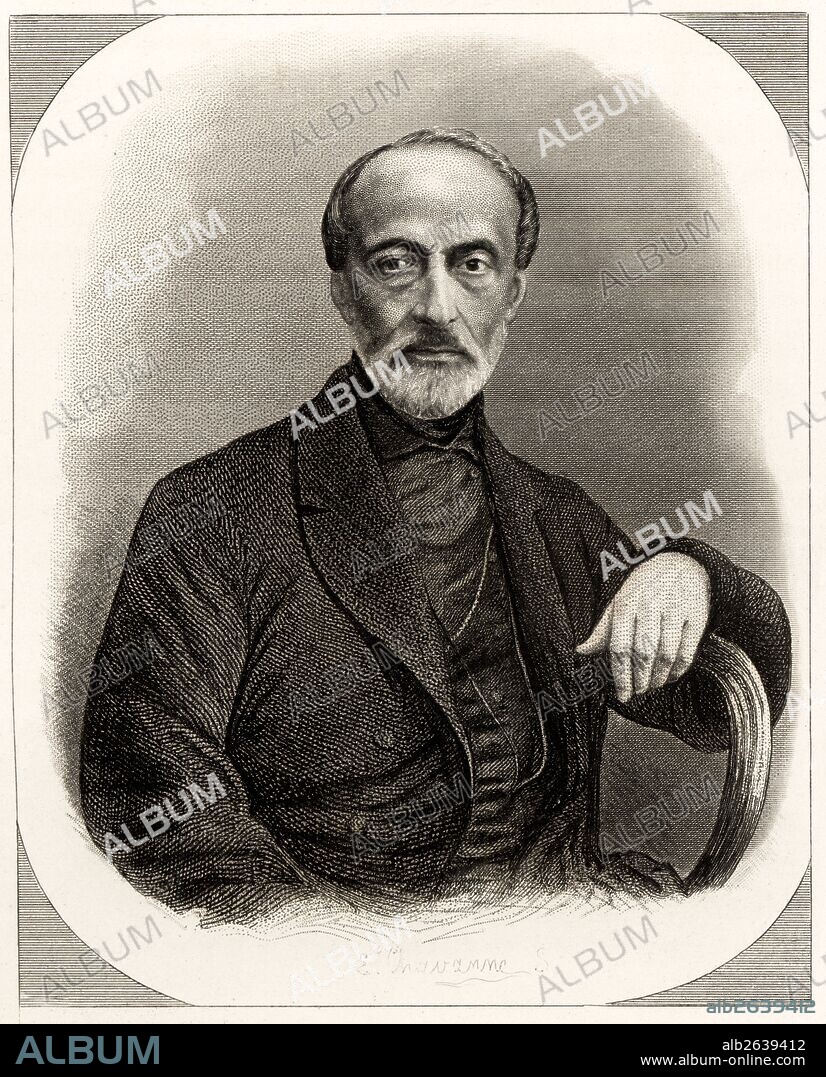 Giuseppe Mazzini (1805-1872), apodado el alma de Italia; político, periodista y activista italiano. Grabado de 1866.