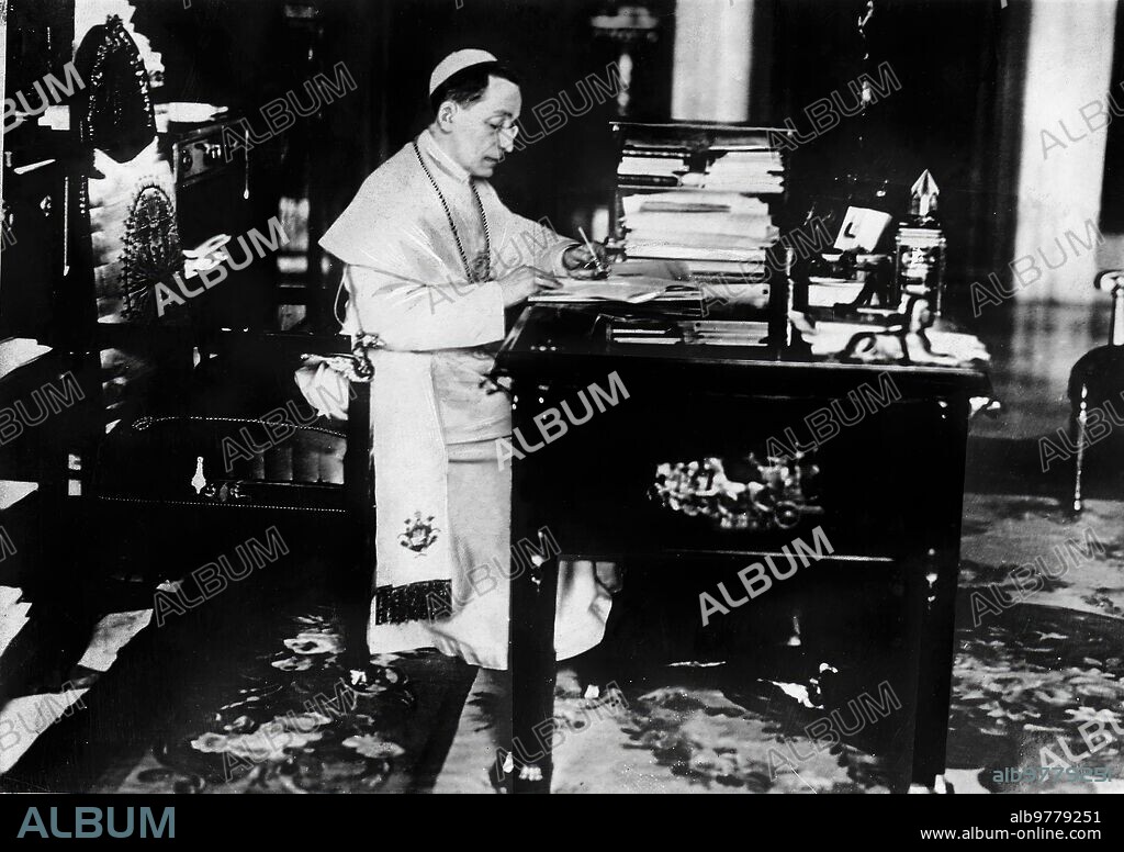 Vatican City, 1922 (Ca.). Pope Benedict XV in his office.
