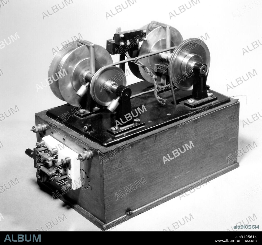 Telegraphone - The audio tape recorder was invented just a few years after the phonograph, but most people would never hear about it until the 1950s. In the late 1870s, an engineer from New Jersey named Oberlin Smith came up with the idea of a 'magnetic' recorder after seeing Edisons work on the phonograph and the telephone. By using a telephone, an electromagnet, and a long piece of wire, he was able to capture sound as a region of varying magnetism rather than as a wavy groove. Smith never demonstrated the recorder, but in the early 1890s the Danish inventor Valdemar Poulsen either read about it or reinvented it himself. Poulsen patented the recorder, which he called the 'telegraphone' in 1899 and tried to sell the rights in various countries to manufacture it. In the United States, the rights were purchased in 1903 by a group of investors. They established the American Telegraphone Company of Washington, D.C. A factory was set up in Wheeling, West Virginia, but it was later moved to Springfield, Connecticut. American Telegraphone sold telegraphones for use as scientific instruments, telephone answering machines, and office dictating systems. While several hundred were sold to curious scientists, only one or two were actually used for telephone or dictation recording. After a few years, American Telegraphone closed its doors, and the magnetic recorder was not heard from in the United States for many years. ©TopFoto.