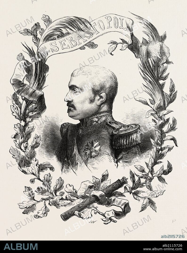 Marshal Pelissier, Aimable Jean Jacques Pelissier, 1st Duc de Malakoff, 1794 - 1864, was a marshal of France. engraving 1855.