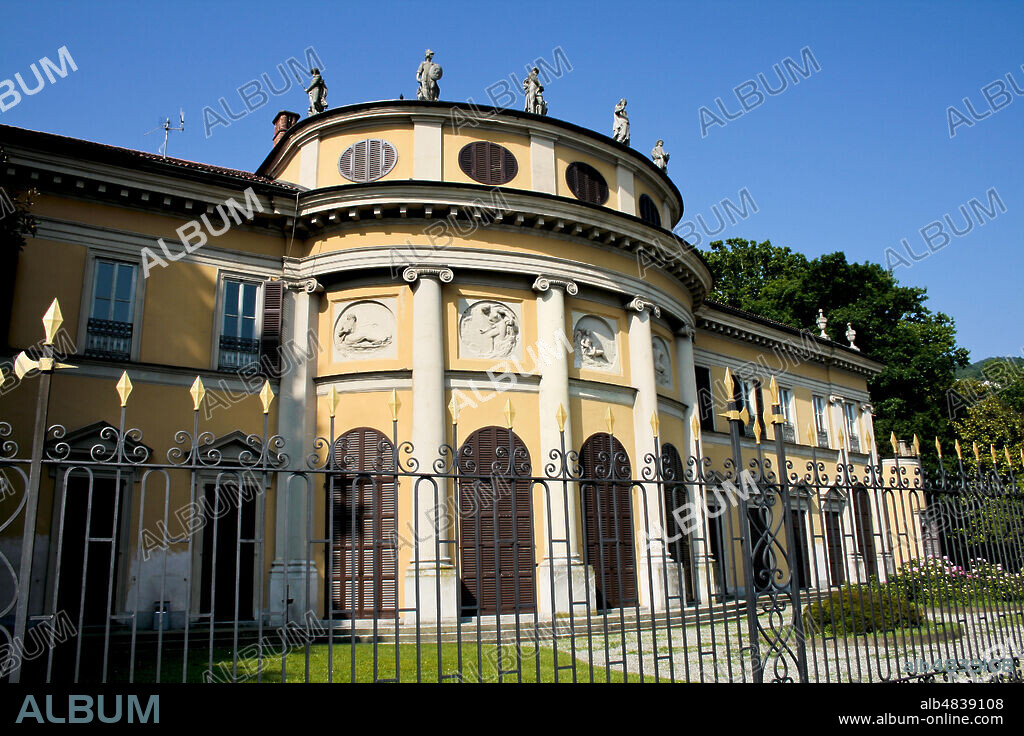 Como, Lombardy, Italy. The neoclassical Villa Saporiti (also known as Villa La Rotonda or Villa Resta Pallavicini), was built by the Austrian architect Leopold Pollack between 1791 and 1793.
