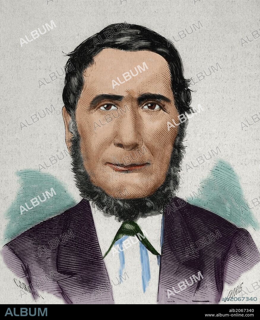 FRANCISCO ABALLI. Presidente del Comité Nacional de Matanzas. Isla de Cuba. Grabado coloreado. "La Ilustración Española y Americana", año 1872.