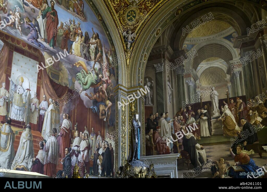 Room of the Immaculate Conception in The Vatican Museum, Francesco Podesti(Ancona 1800-Rome 1895), Proclamation of the dogma(1859-1861).Vatican,Rome.