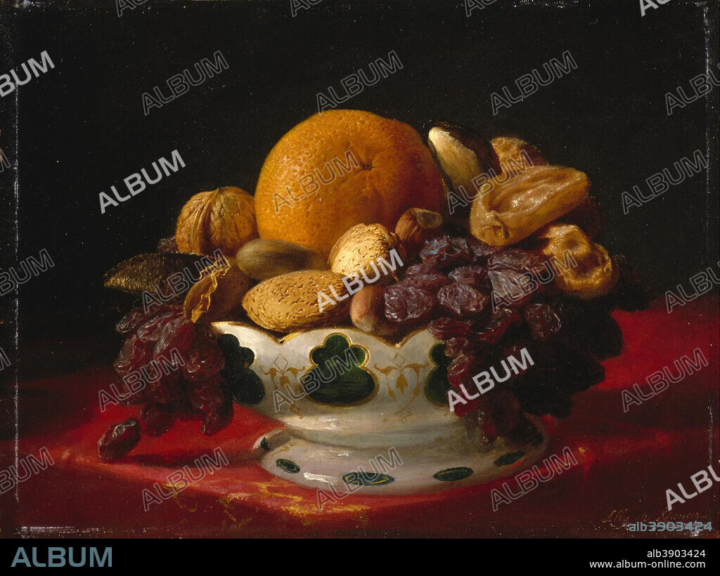 LILLY MARTIN SPENCER. Oranges, Nuts, and Figs. Date/Period: 1860/1869. Painting. Oil on panel. Width: 32.7 cm. Height: 24.3 cm (without frame).