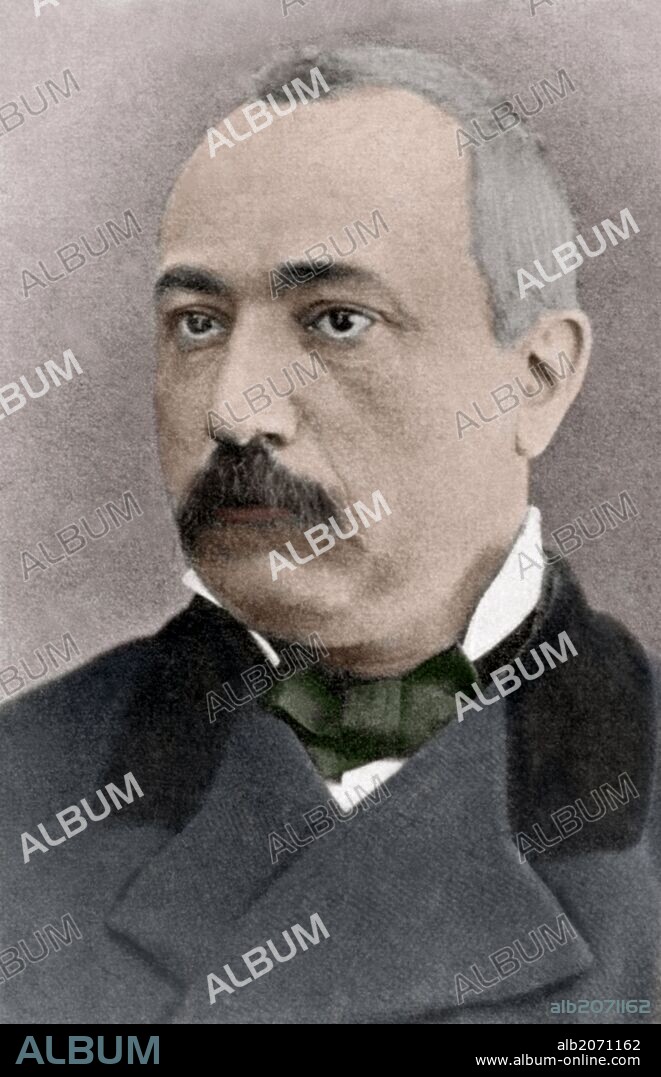 Damas Calvet i de Budallés (1836-1891). Ingeniero, poeta y dramaturgo catalán. "Ilustración Catalana", año 1904. Imagen coloreada.
