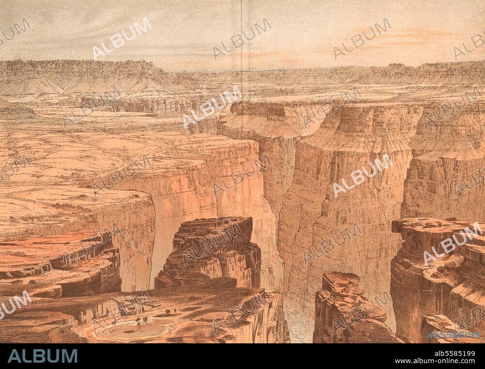 ANÓNIMO. Grand Canyon National Park. (Arizona, USA). The Grand Canyon at Colorado River in North America. Col. lithograph, c. 1890.