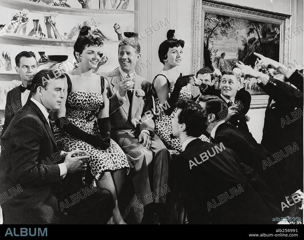 ALAN YOUNG, JANE RUSSELL, JEANNE CRAIN, RUDY VALLEE and SCOTT BRADY in GENTLEMEN MARRY BRUNETTES, 1955. Copyright UNITED ARTISTS.