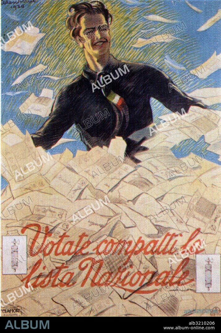 Italian Fascist Propaganda poster. Dated 20th Century.