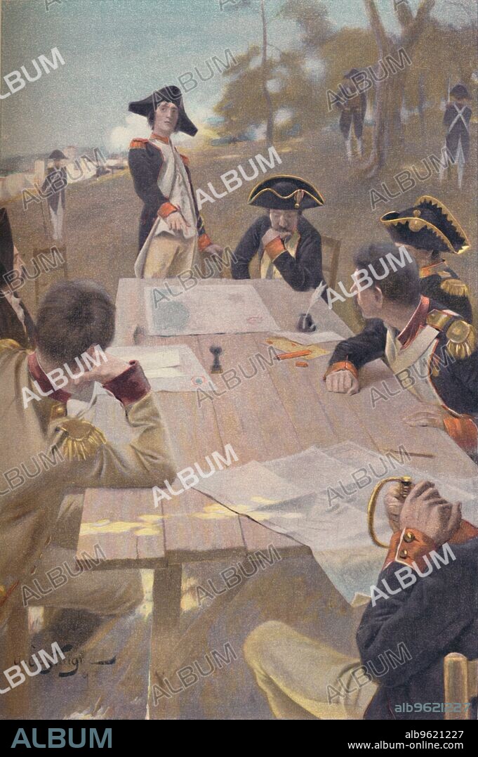 'Bonaparte Explaining His Plan for the Taking of Toulon, 1793', (1896). Typogravure after the painting by André Castaigne. From Life of Napoleon Bonaparte, Volume I, by William Milligan Sloane. [The Century Co., New York, 1896].