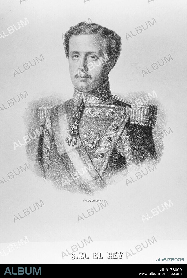 RETRATO DE DON FRANCISCO DE ASIS ESPOSO DE ISABEL II - 1822/1902 - GRABADO S XIX.
