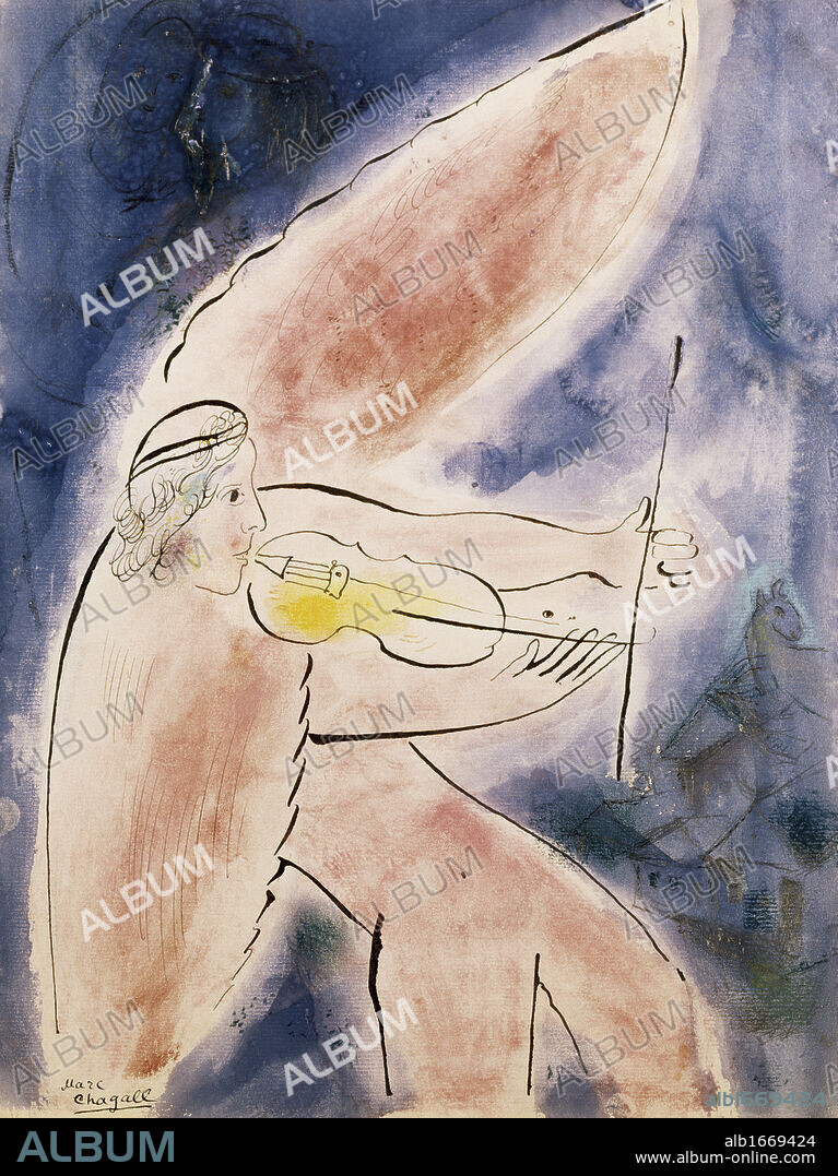 Angel Playing Violin by Marc Chagall, 1887-1985.