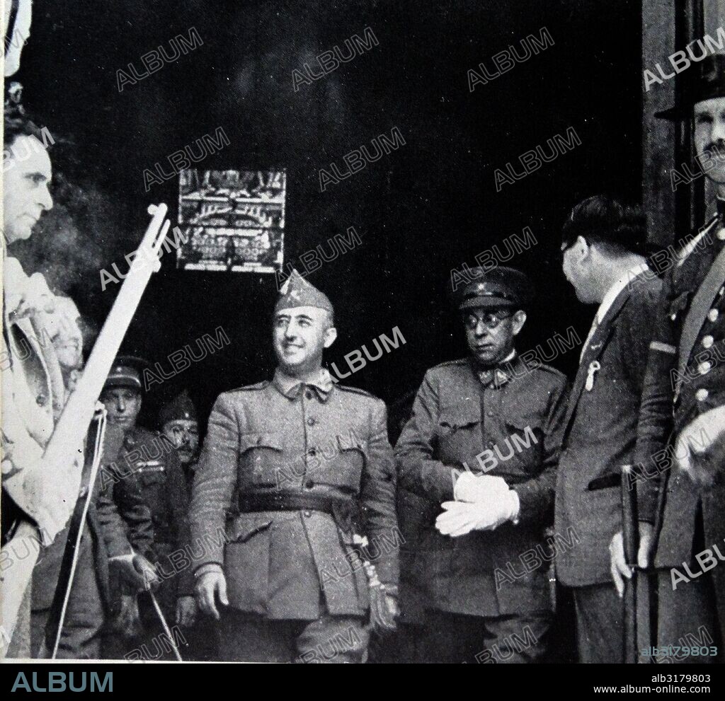 General Franco and General Mola at Burgos during the Spanish Civil War 1937.