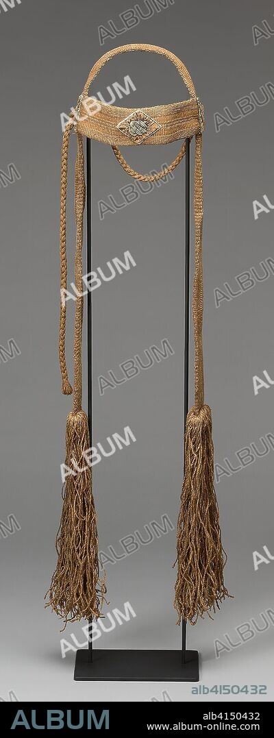 AïNU. Ceremonial Headdress. Japan, Hokkaido, Ainu. Date: 1801-1850. Dimensions: 91 x 20 cm (36 x 7 3/4 in.). Bast fiber, gilt-paper-wrapped silk, silk and wood. Origin: Hokkaido.