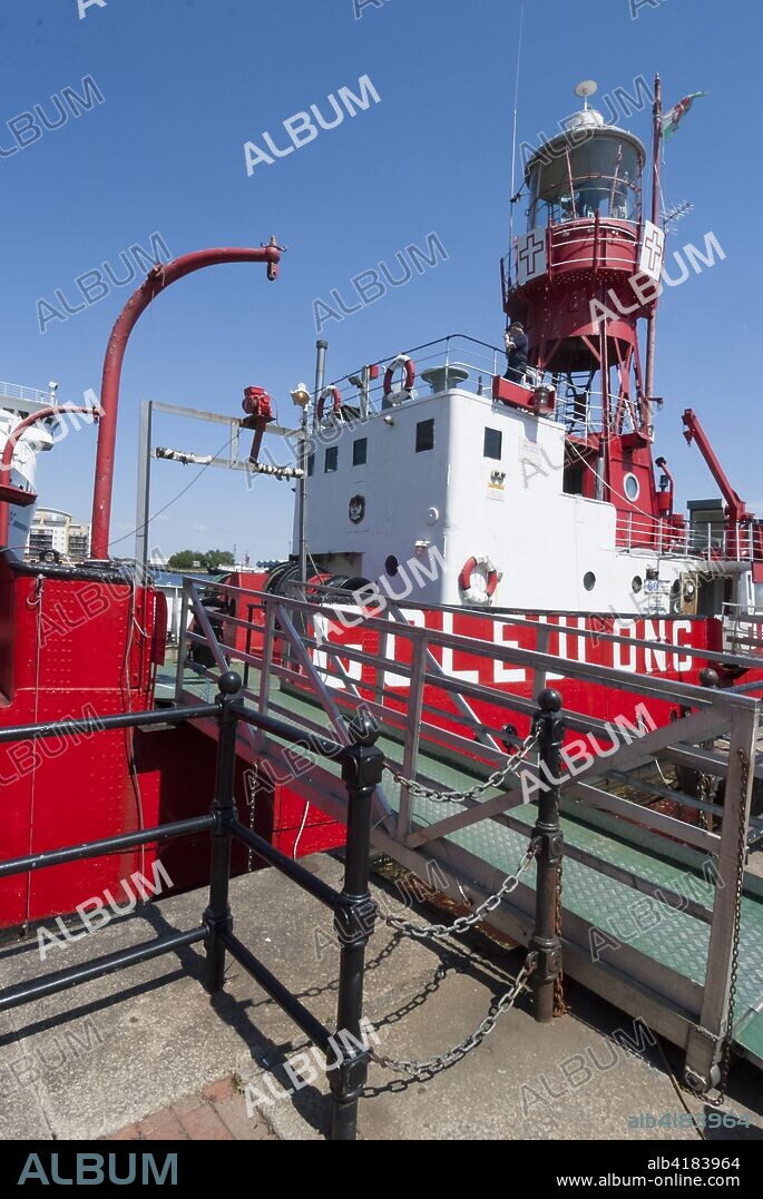 Lightship 2000 or Helwick, known as Goleulong in Welsh, a former landmark of Cardiff Bay in Wales and operating as a Christian Centre, now operating as a floating museum in Newnham on Severn in Gloucester, England .