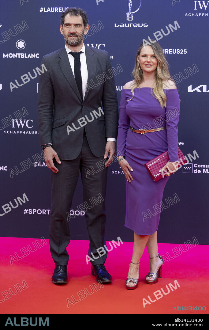 Jorge Garbajosa and Alejandra Domínguez attended 'the Laureus World Sports 2025' Photocall at Galería de Cristal on April 21, 2025 in Madrid, Spain.