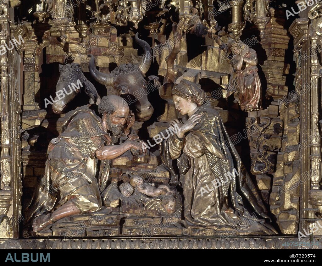FELIPE BIGARNY (1475/1543). CAPILLA CONDESTABLE-DET RETABLO-EL NACIMIENTO.
