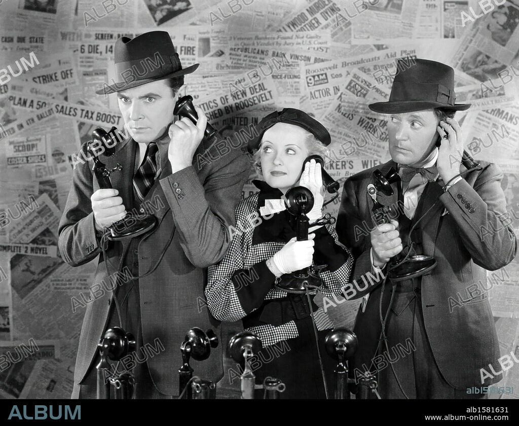 BETTE DAVIS, GEORGE BRENT and ROSCOE KARNS in FRONT PAGE WOMAN, 1935, directed by MICHAEL CURTIZ. Copyright WARNER BROTHERS.