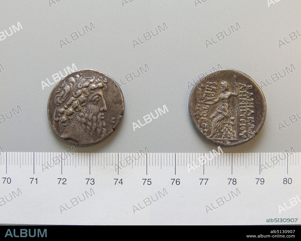 Ruler: Demetrius II Nicator, King of the Seleucid Empire, ca. 160125 B.C., ruled 146139 and 129125 B.C.Mint: Damascus, Tetradrachm of Demetrius II Nicator, King of the Seleucid Empire from Damascus, 129125 B.C., Silver, 16.44 g, 12:00, 27.8 mm, Made in Damascus, Greek, 2nd century B.C., Numismatics.