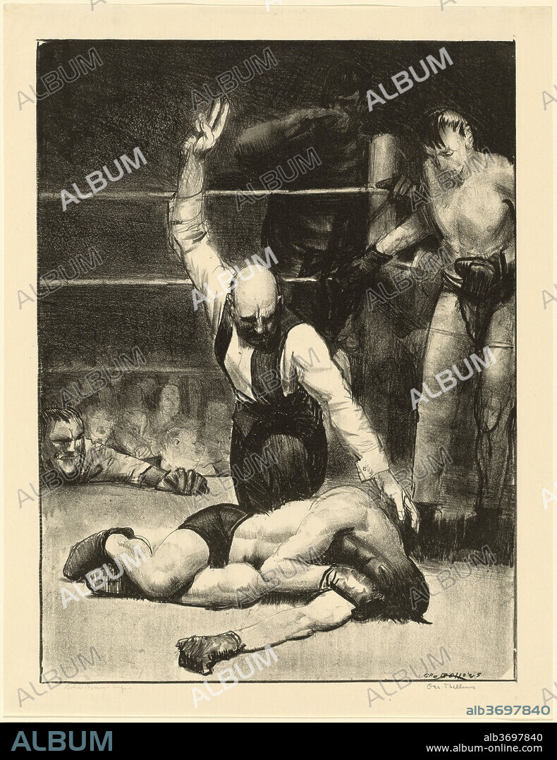 GEORGE BELLOWS. Counted Out, second stone. Dated: 1921. Dimensions: image: 38.74 × 29.21 cm (15 1/4 × 11 1/2 in.). Medium: lithograph in black.