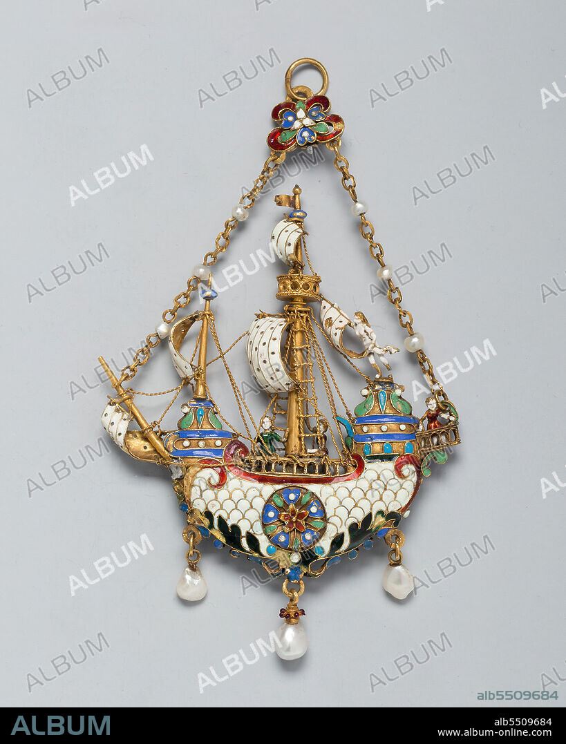 ALFRED ANDRé and REINHOLD VASTERS. Pendant Shaped as a Ship, Germany, c. 1870/90.
