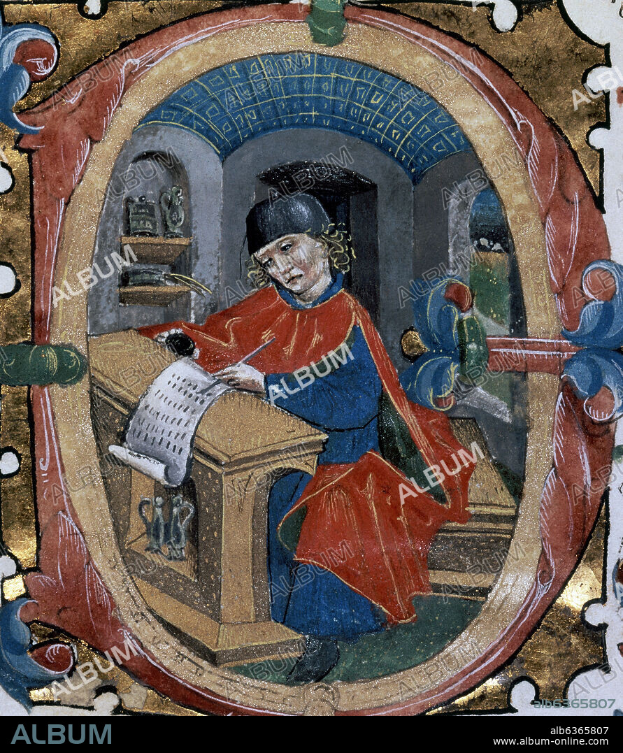 JORGE INGLÉS. MINIATURA DEL MARQUES DE SANTILLANA (1398-1458)- FIGURA RELEVANTE LA CORTE DE JUAN II DE CASTILLA- DETALLE REF. 080537.