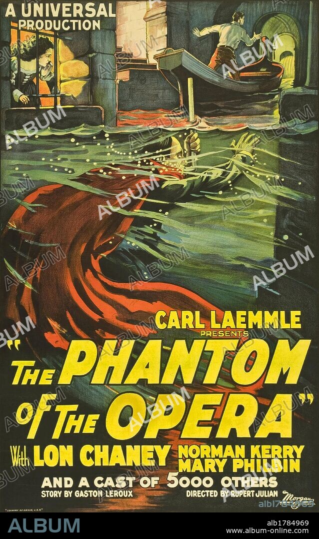 Poster de EL FANTASMA DE LA ÓPERA, 1925 (THE PHANTOM OF THE OPERA), dirigida por RUPERT JULIAN. Copyright UNIVERSAL PICTURES.