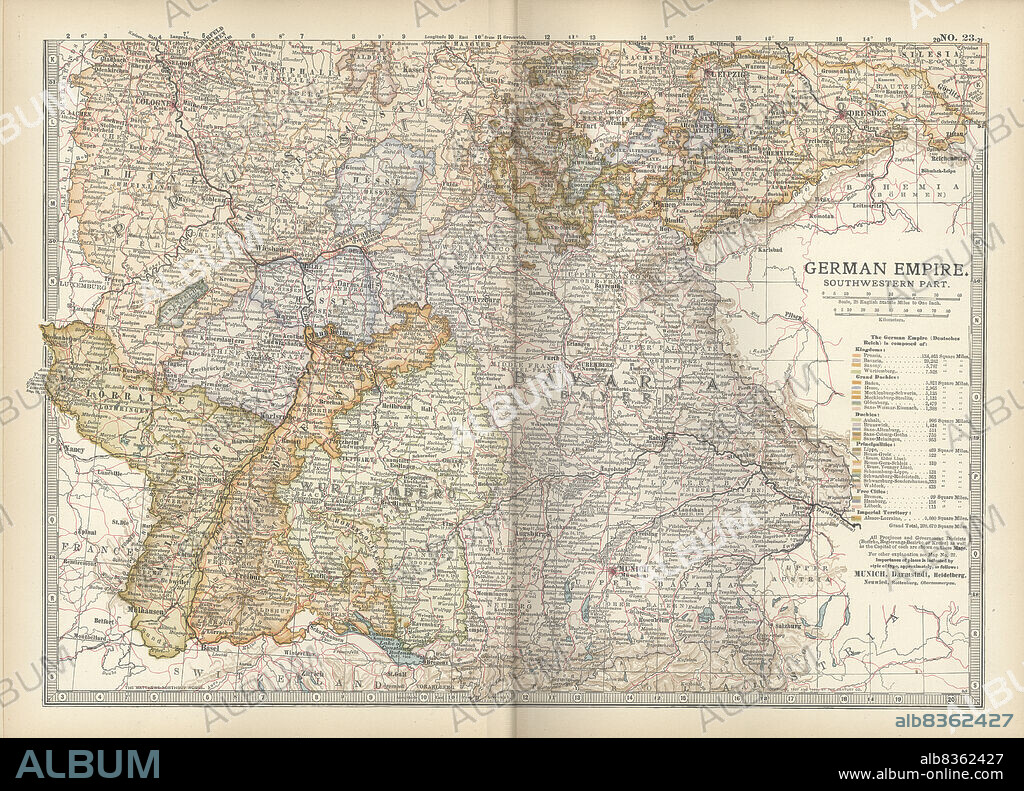 Map of the southwestern part of the German Empire.