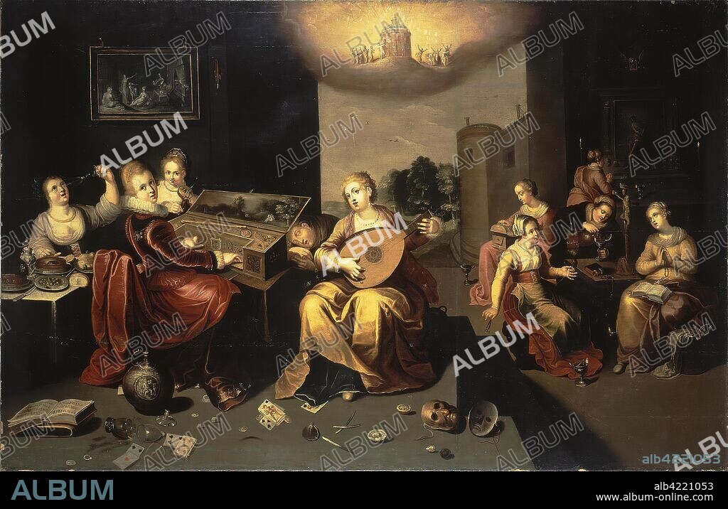 HIERONYMUS FRANCKEN II. 'Parable of the Wise and Foolish Virgins'. Flanders. Dimensions: 110,5x172 cm.