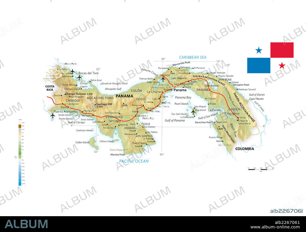 PANAMA. Mapa físico y político de Panamá.