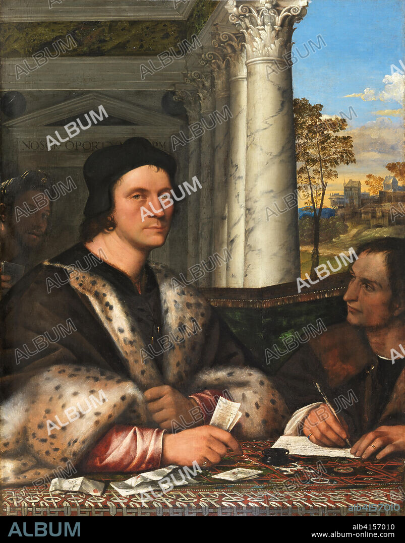 Sebastiano del Piombo (Venice, ca.1485 - Rome, 1547). Portrait of Ferry Carondelet with his Secretaries (ca. 1510 - 1512). Oil on panel. 112.5 x 87 cm.