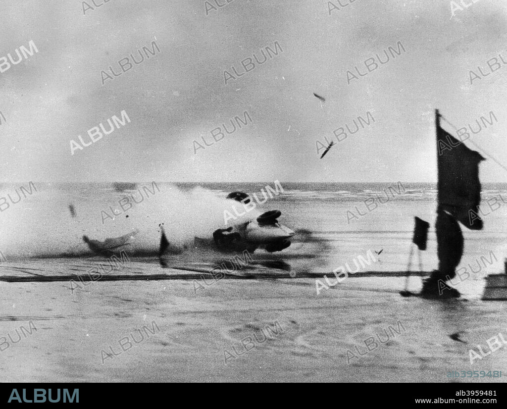 Giulio Foresti's crash at Pendine Sands, Wales, 1927. The near fatal attempt of Giulio Foresti on the world land speed record with the Djelmo SPL in 1927.