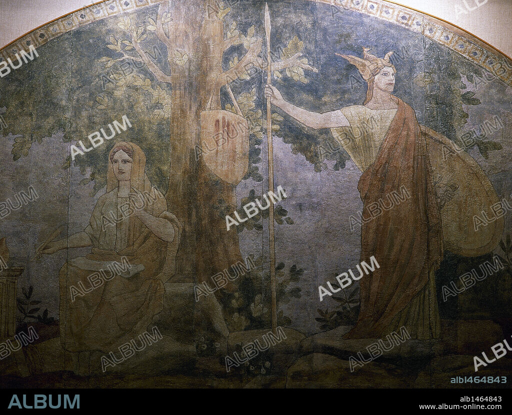 ARTE S. XX. ESPAÑA. NOUCENTISME. TORRES GARCIA, Joaquín (1874-1949). Pintor uruguayo. FRESCOS DEL SALON DE SANT JORDI (1911-1916) (detalle), encargo del Presidente Prat de la Riba. PALACIO DE LA GENERALITAT. BARCELONA. Cataluña.
