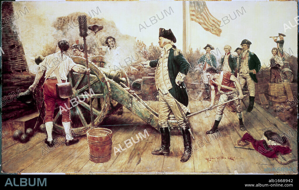 Washington Firing First Shot at Yorktown by Clyde O. Deland, 1872-1947.