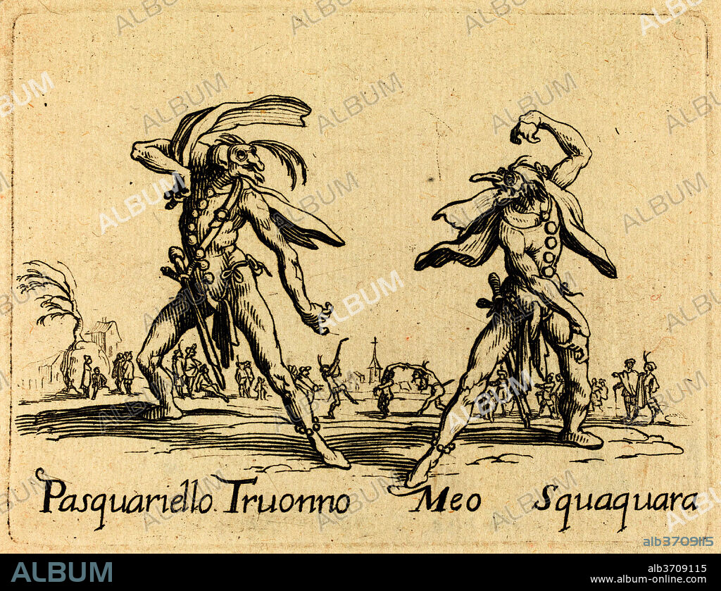 AFTER JACQUES CALLOT. Pasquariello Truonno and Meo Squaquara. Medium: etching.