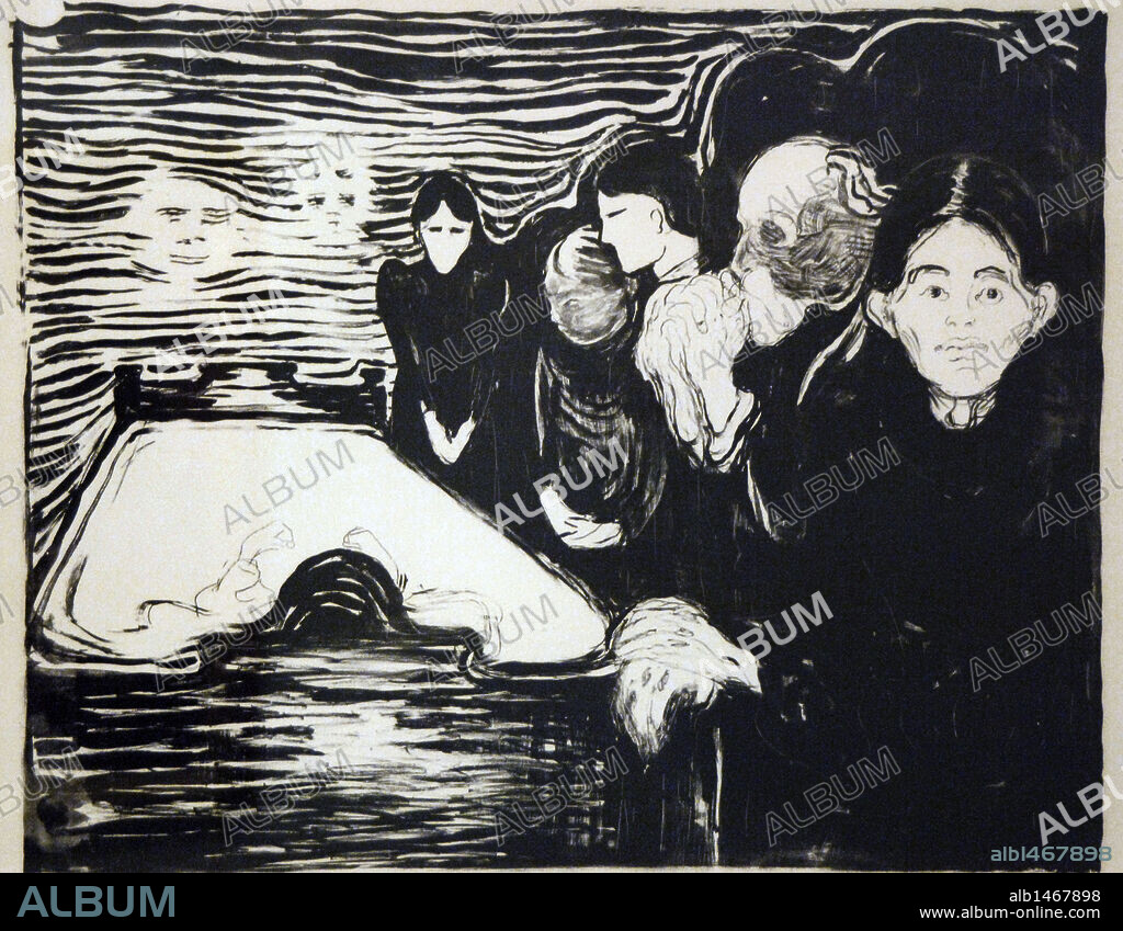 Edvard Munch (1863-1944). Norwegian painter. "By the Deathbed" (1896). Lithography. Museum of Fine Arts. Budapest. Hungary.
