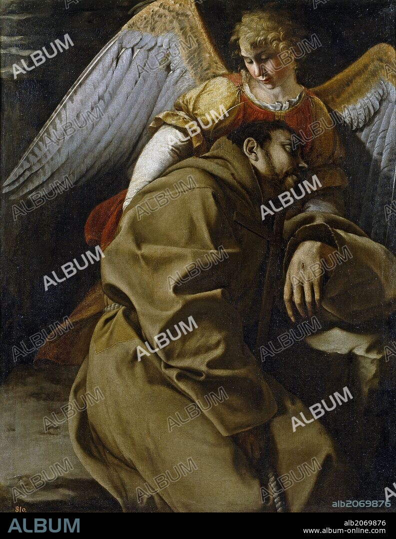 ORAZIO GENTILESCHI. Orazio Lomi de Gentileschi / 'Saint Francis held by an Angel', ca.  1607, Italian School, Oil on canvas, 126 cm x 98 cm, P03122.