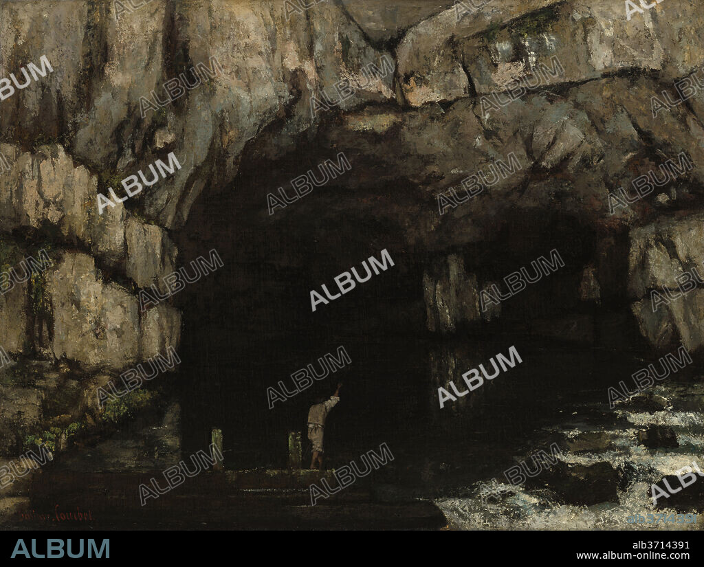 GUSTAVE COURBET. La Grotte de la Loue. Dated: 1864. Dimensions: overall: 98.4 x 130.4 cm (38 3/4 x 51 5/16 in.)  framed: 126.4 x 155.3 cm (49 3/4 x 61 1/8 in.). Medium: oil on canvas.