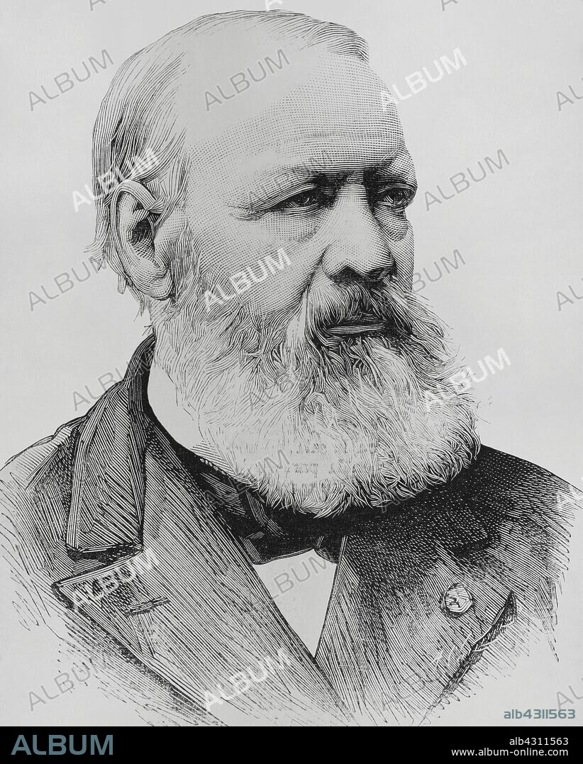 Hendrik Conscience (Amberes, 1813-Elsene, 1883). Escritor belga. Pionero de la literatura neerlandesa en Flandes. Luchó como revolucionario belga en 1830. Estilo romántico. Grabado por Arturo Carretero (1852-1903). La Ilustración Española y Americana, 22 de octubre de 1883.