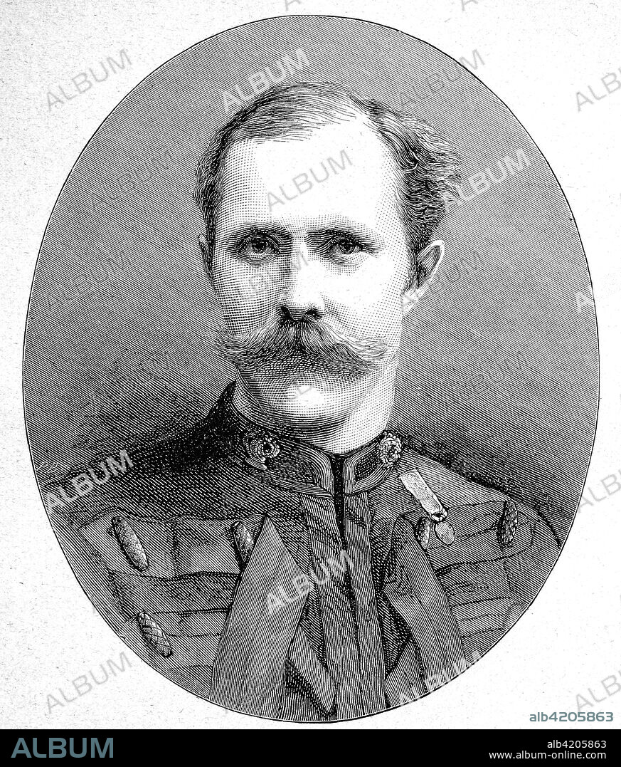Major-General Sir Herbert Stewart, 1843 - 1885, British soldier, digital improved reproduction of a woodcut from the year 1885.