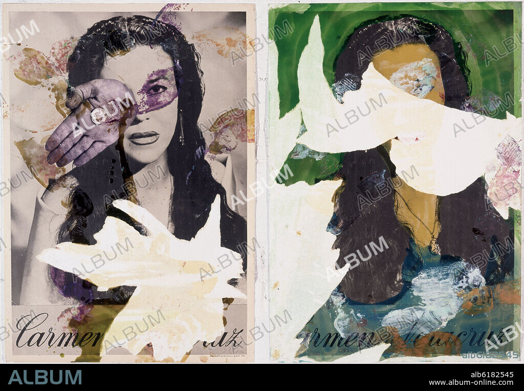 JORGE GALINDO (1965-). (CARMEN DE VERACRUZ) - COLLAGE CON PINTURA - 2004.