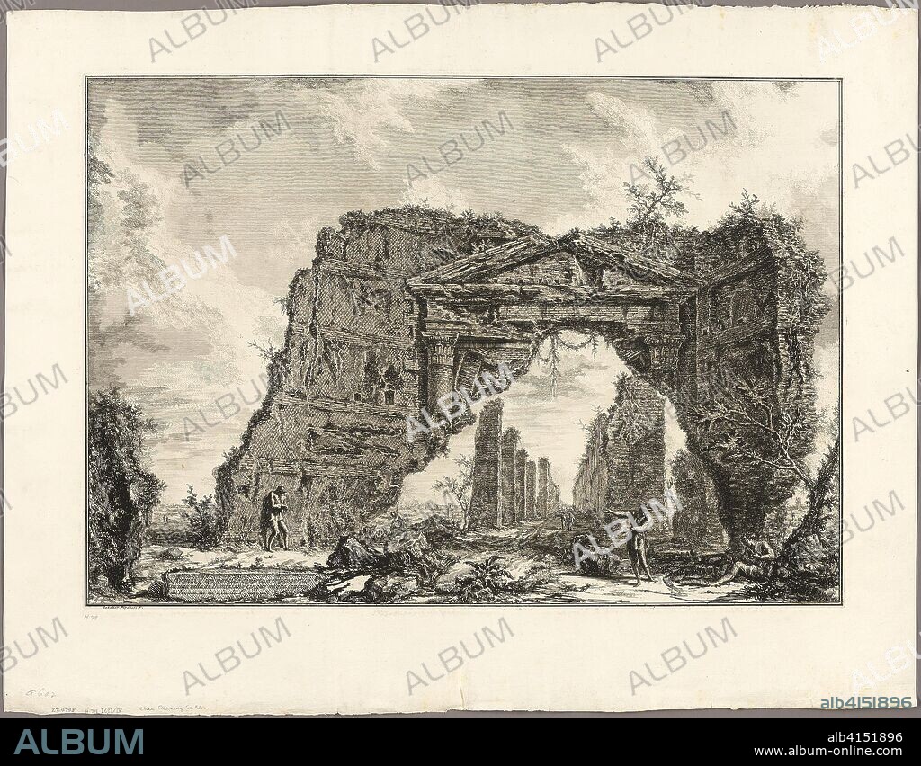 Remains of a covered portico, or a cryptoporticus, in a villa of Domitian, five miles outside Rome on the Frascati road, from Views of Rome. Giovanni Battista Piranesi; Italian, 1720-1778. Date: 1766. Dimensions: 418 x 598 mm (image); 424 x 603 mm (plate); 555 x 720 mm (sheet). Etching on heavy ivory laid paper. Origin: Italy.