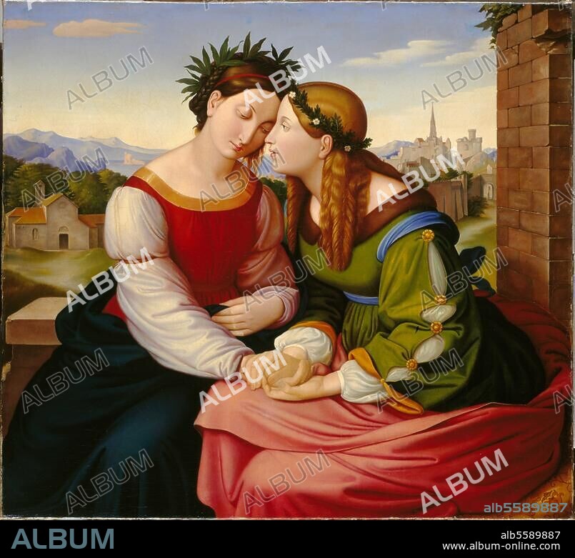 FRIEDRICH OVERBECK. Overbeck, Friedrich 1789-1869. "Italia and Germania", after 1828. Oil and canvas, 95 × 105cm. Dresden, Staatliche Kunstsamlungen Dresden, Galerie Neue Meister.