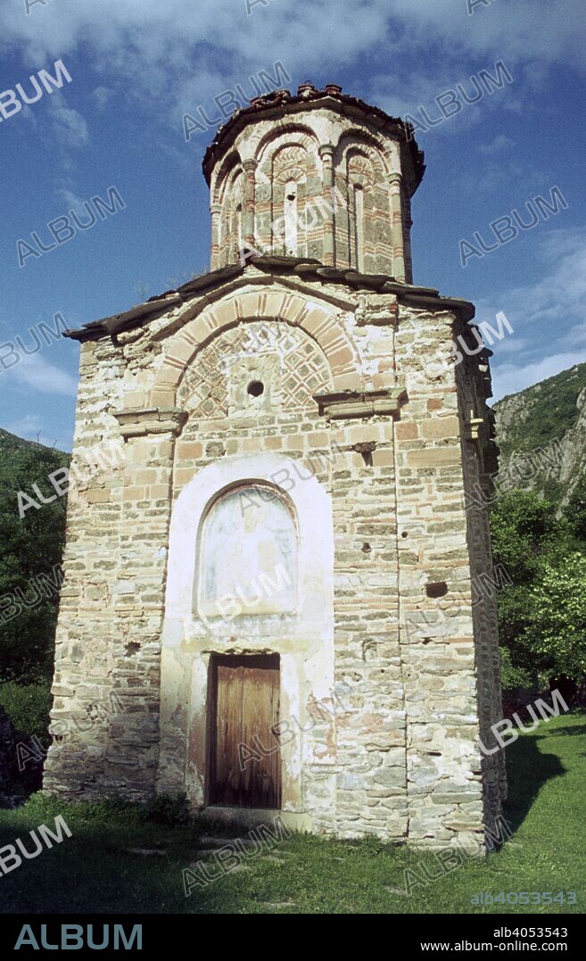 Monastery of St Nicholas, Matka Canyon, Macedonia. The date of the construction of this Orthodox monastery church is unkown but it is first mentioned in the 17th century.